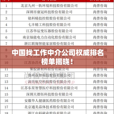 中國(guó)找工作中介公司權(quán)威排名榜單揭曉！
