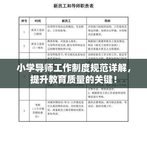 小學(xué)導(dǎo)師工作制度規(guī)范詳解，提升教育質(zhì)量的關(guān)鍵！