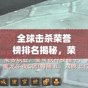 全球擊殺榮譽榜排名揭秘，榮耀背后的故事
